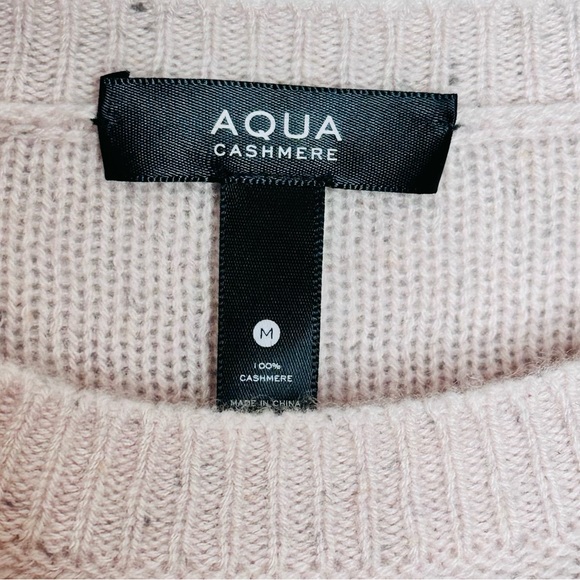 AQUA Cashmere Popcorn Cable Cashmere Sweater Size Medium Heathered Pastel Pink - Picture 6 of 9